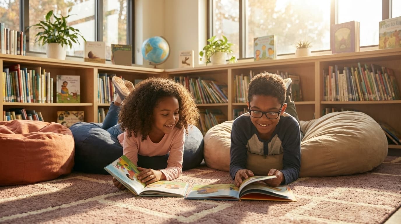Enfants lisant ensemble